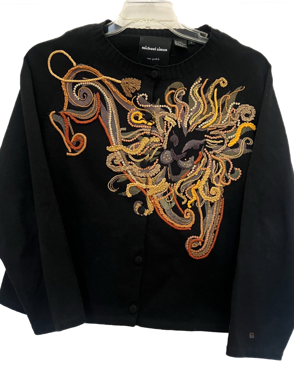 Vintage Michael Simon Lion Cardigan. Size Latge